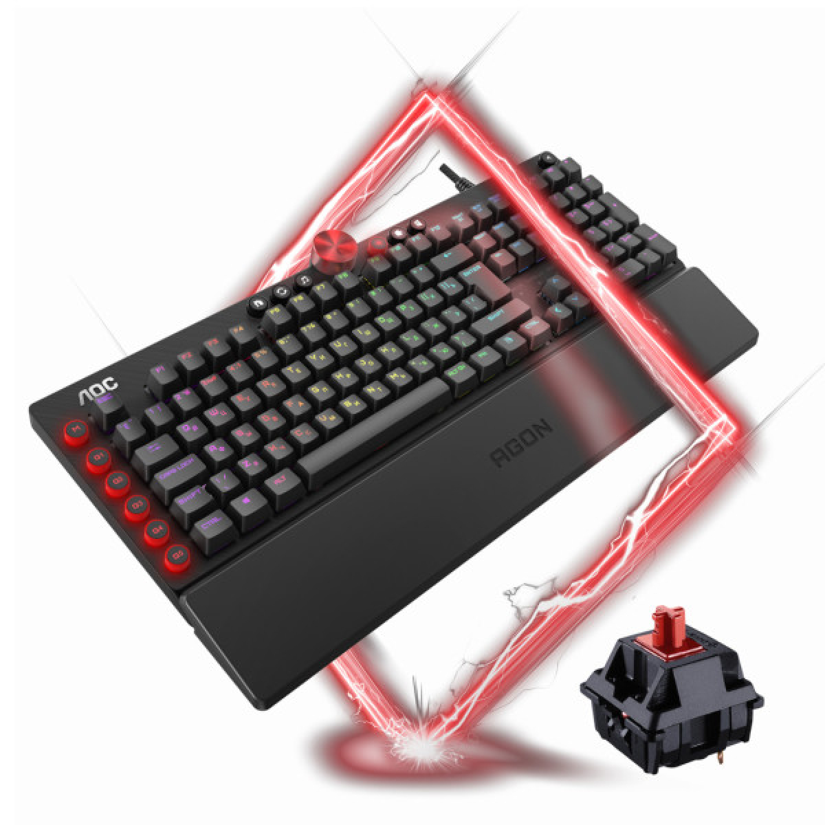 Клавіатура AOC AGK700 RGB Cherry MX Red USB Black (AGK700DR2R) - Фото 9