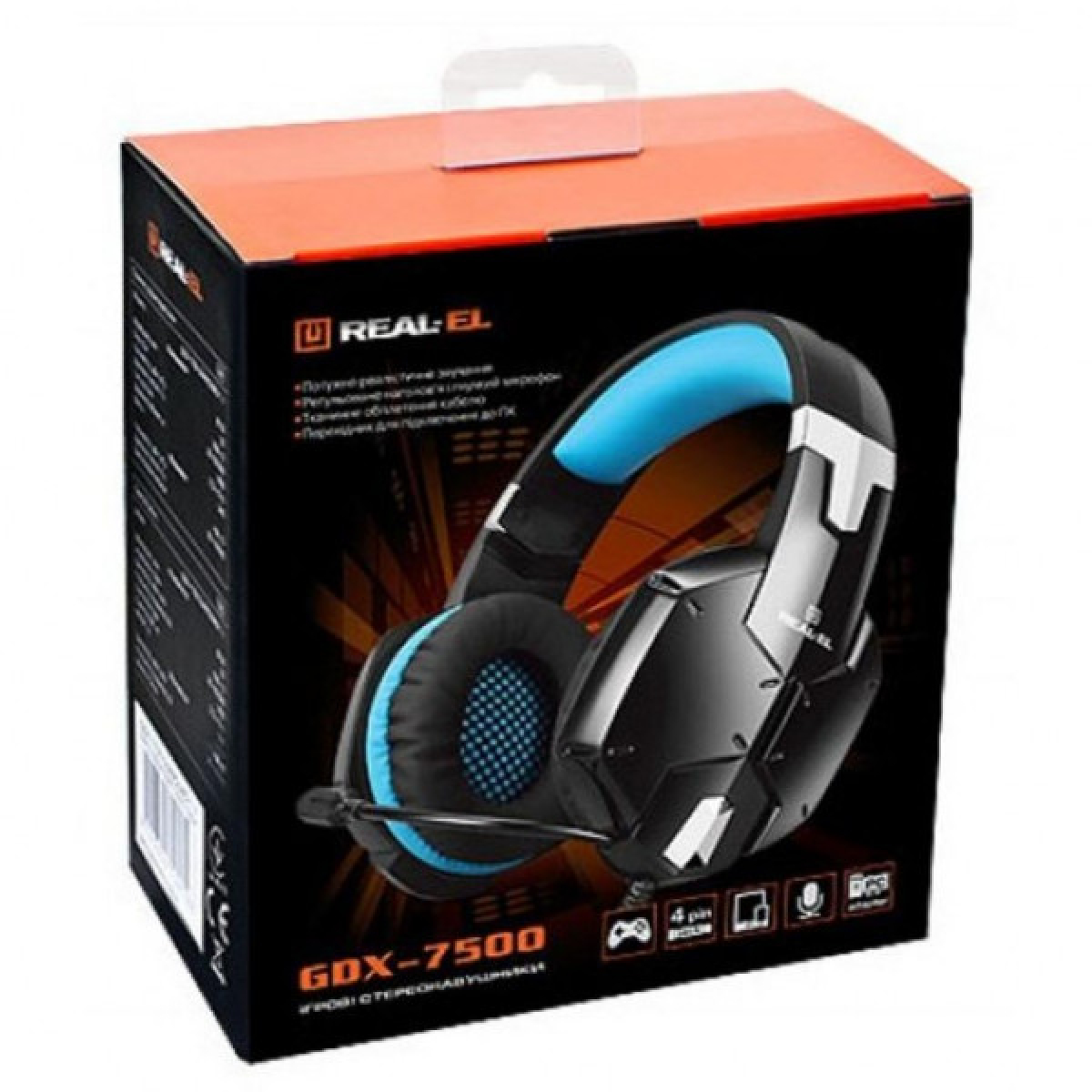 Наушники REAL-EL GDX-7500 black-blue - Фото 9