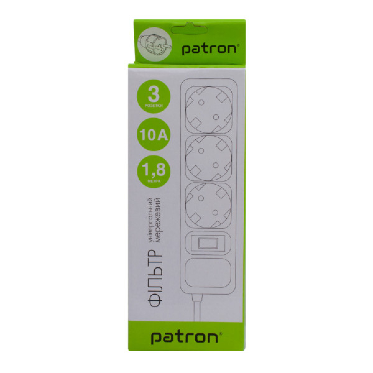 Сетевой фильтр питания Patron EXT-PN-SP-1032-GR, 1.8m Grey (EXT-PN-SP-1032-GR) - Фото 3