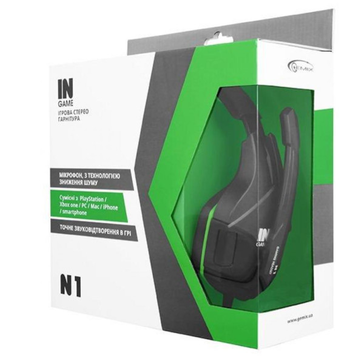 Наушники Gemix N1 Black-Green Gaming - Фото 5