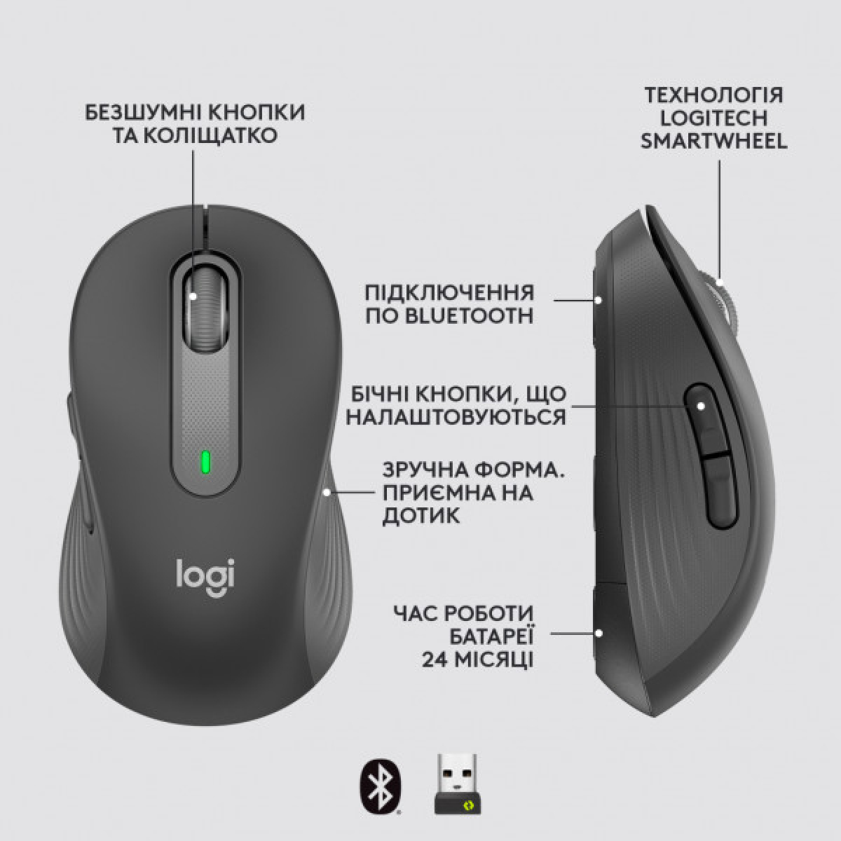 Мишка Logitech Signature M650 Wireless for Business Graphite (910-006274) - Фото 6