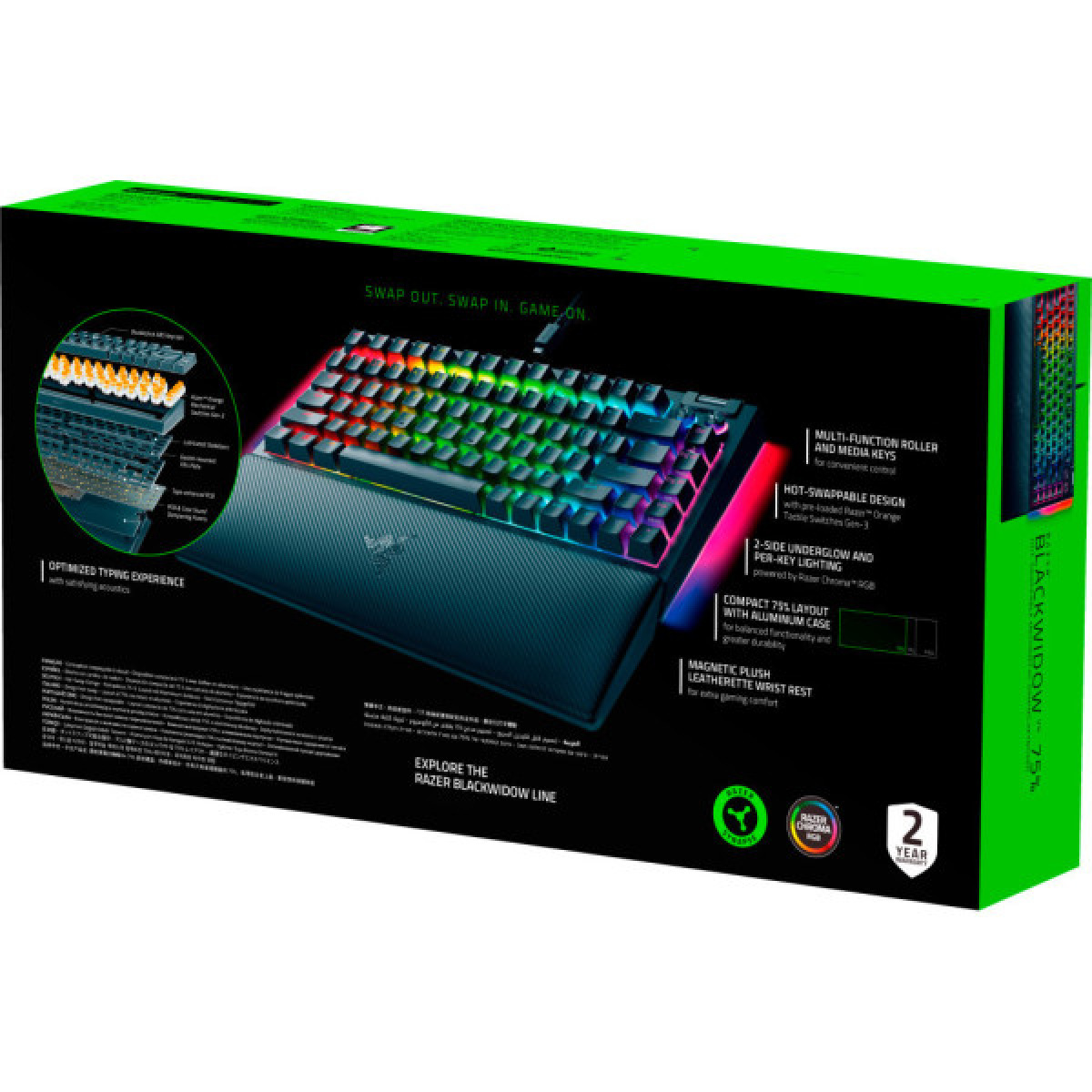 Клавіатура Razer BlackWidow V4 75 USB UA Black (RZ03-05000100-R3M1) - Фото 12