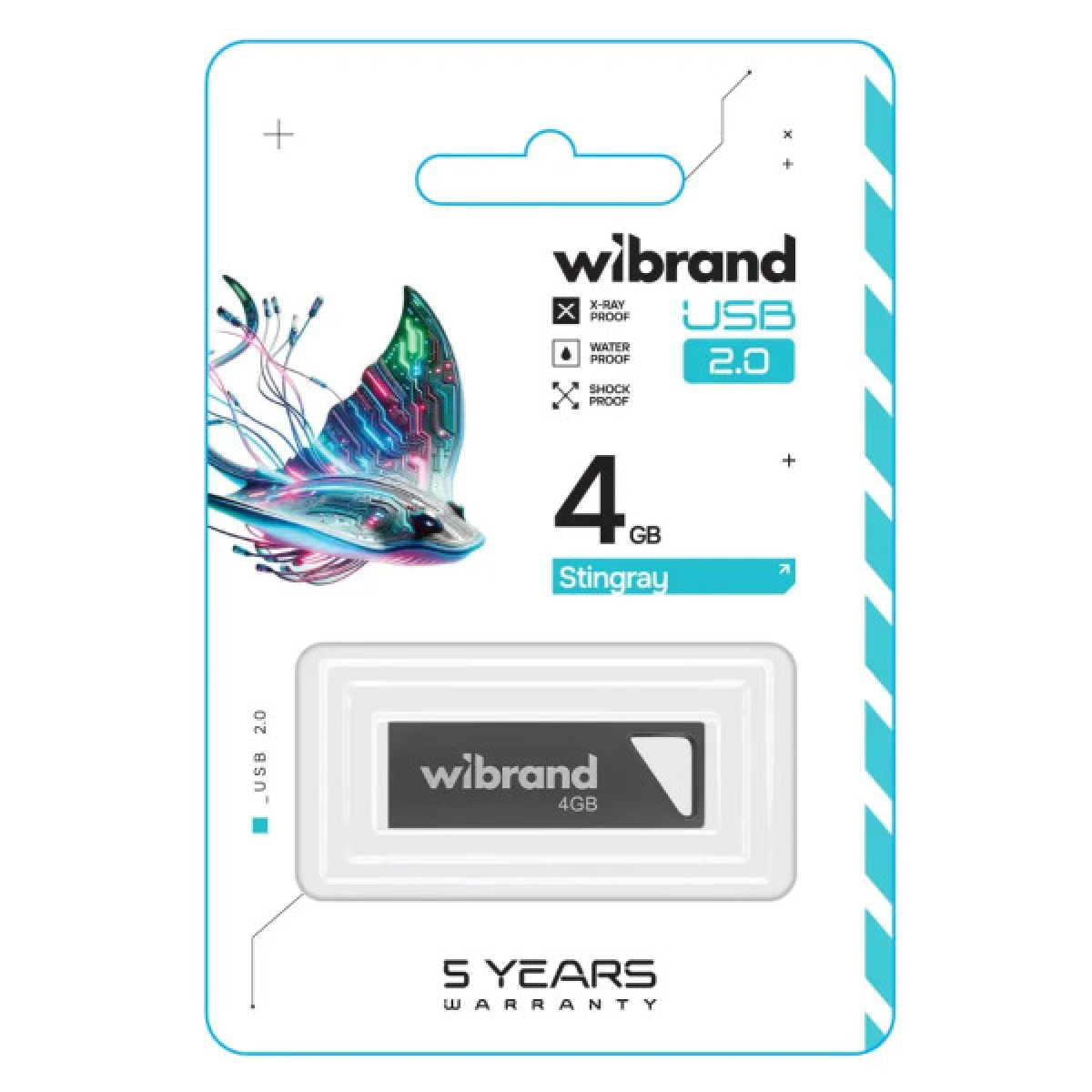 USB флеш накопичувач Wibrand 4GB Stingray Grey USB 2.0 (WI2.0/ST4U5G) - Фото 2