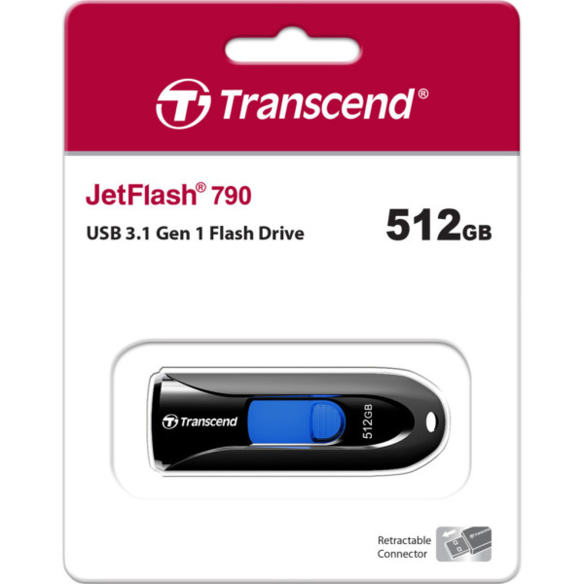 USB флеш накопитель Transcend 512GB JetFlash 790 Black USB 3.1 (TS512GJF790K) - Фото 4