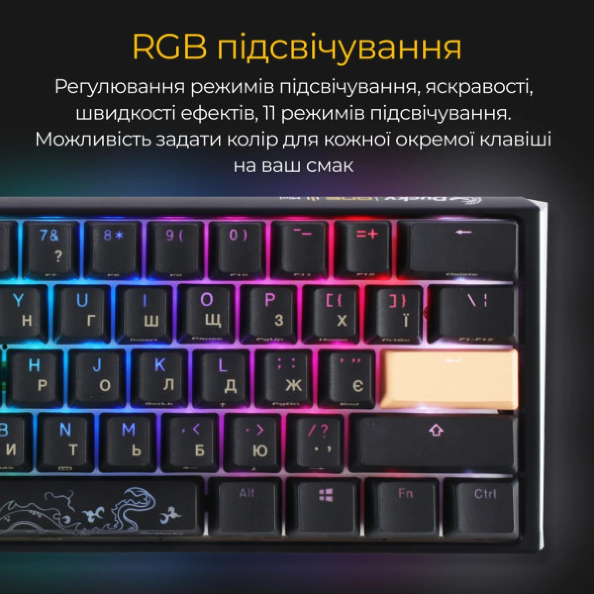 Клавіатура Ducky One 3 Mini Cherry MX Brown RGB UA USB Black (DKON2161ST-BUAPXCLAWSC1) - Фото 3