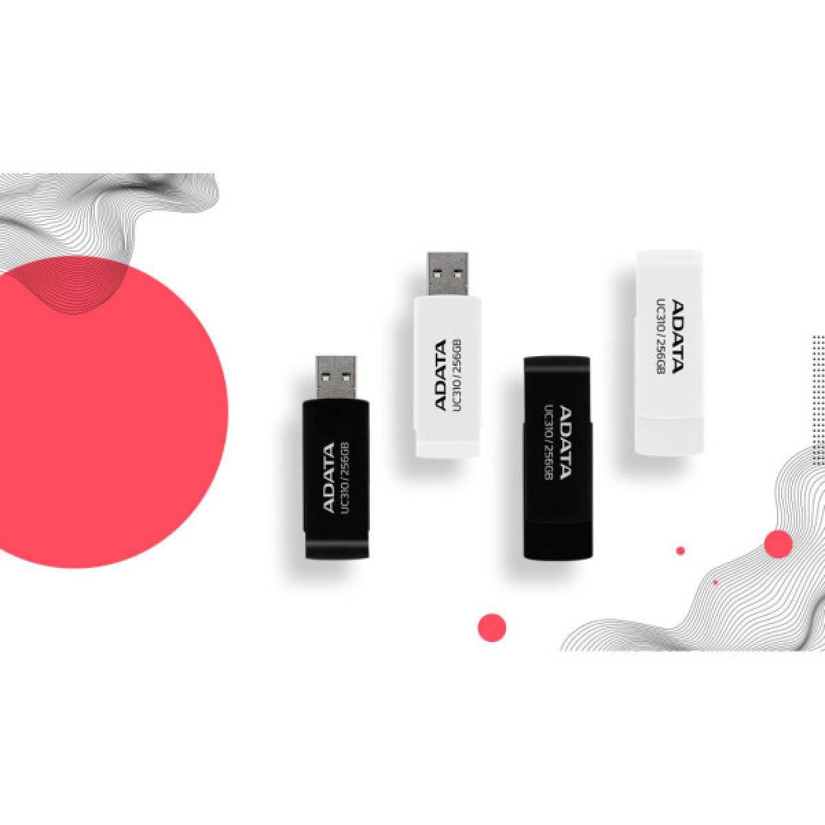 USB флеш накопитель ADATA 64GB UC310 Black USB 3.0 (UC310-64G-RBK) - Фото 5