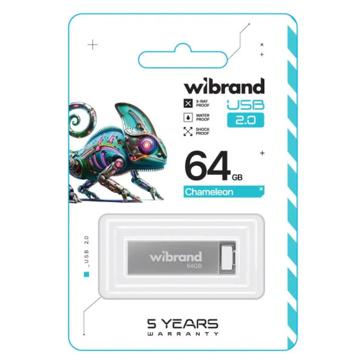 USB флеш накопичувач Wibrand 64GB Chameleon Silver USB 2.0 (WI2.0/CH64U6S) - Фото 2