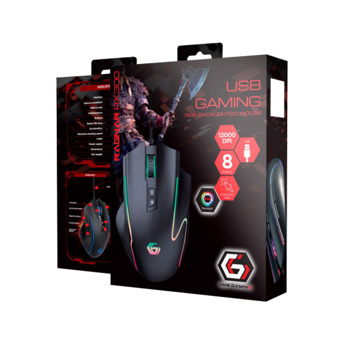 Мышка Gembird Ragnar RX300 USB RGB Black (MUSG-RAGNAR-RX300) - Фото 4