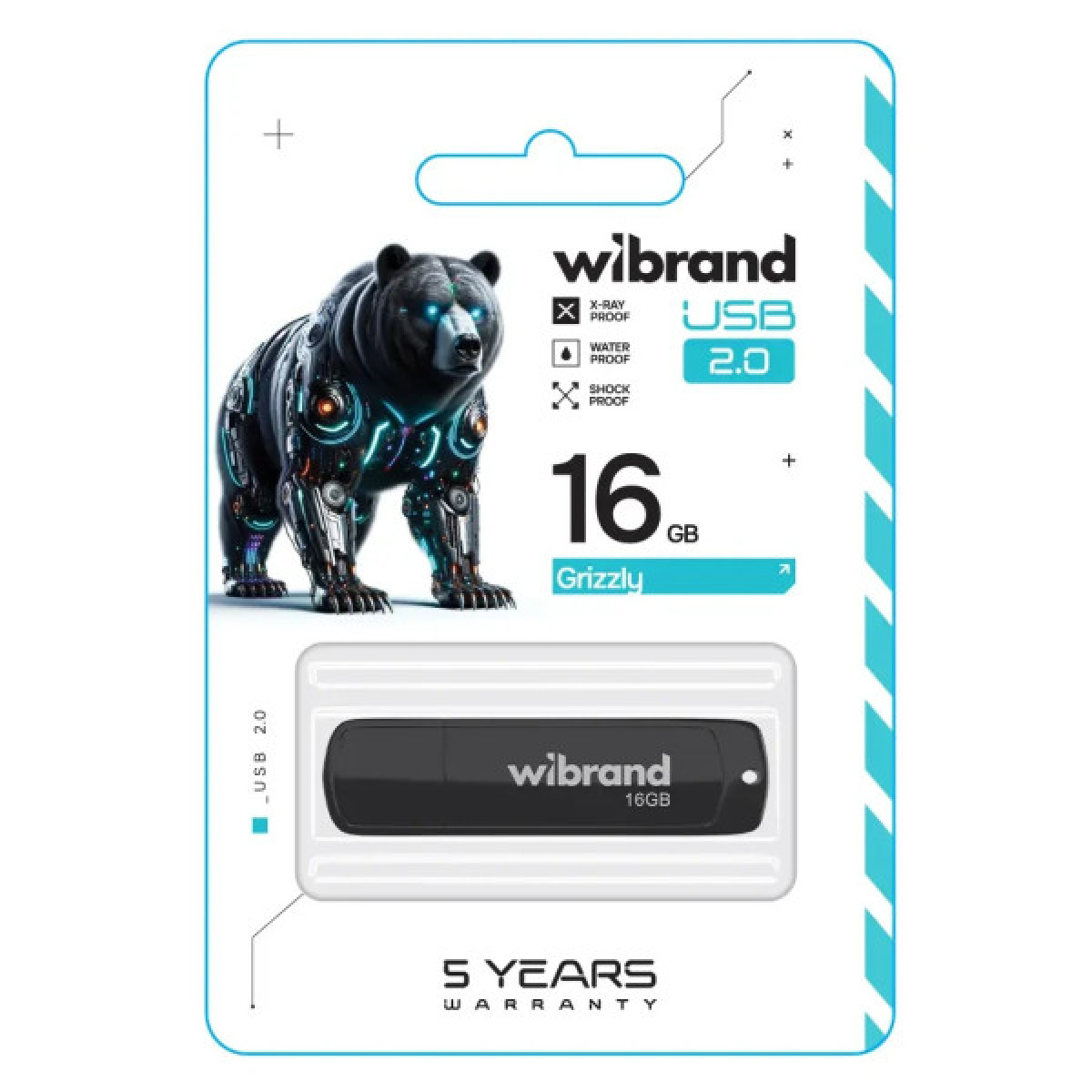 USB флеш накопитель Wibrand 16GB Grizzly Black USB 2.0 (WI2.0/GR16P3B) - Фото 2