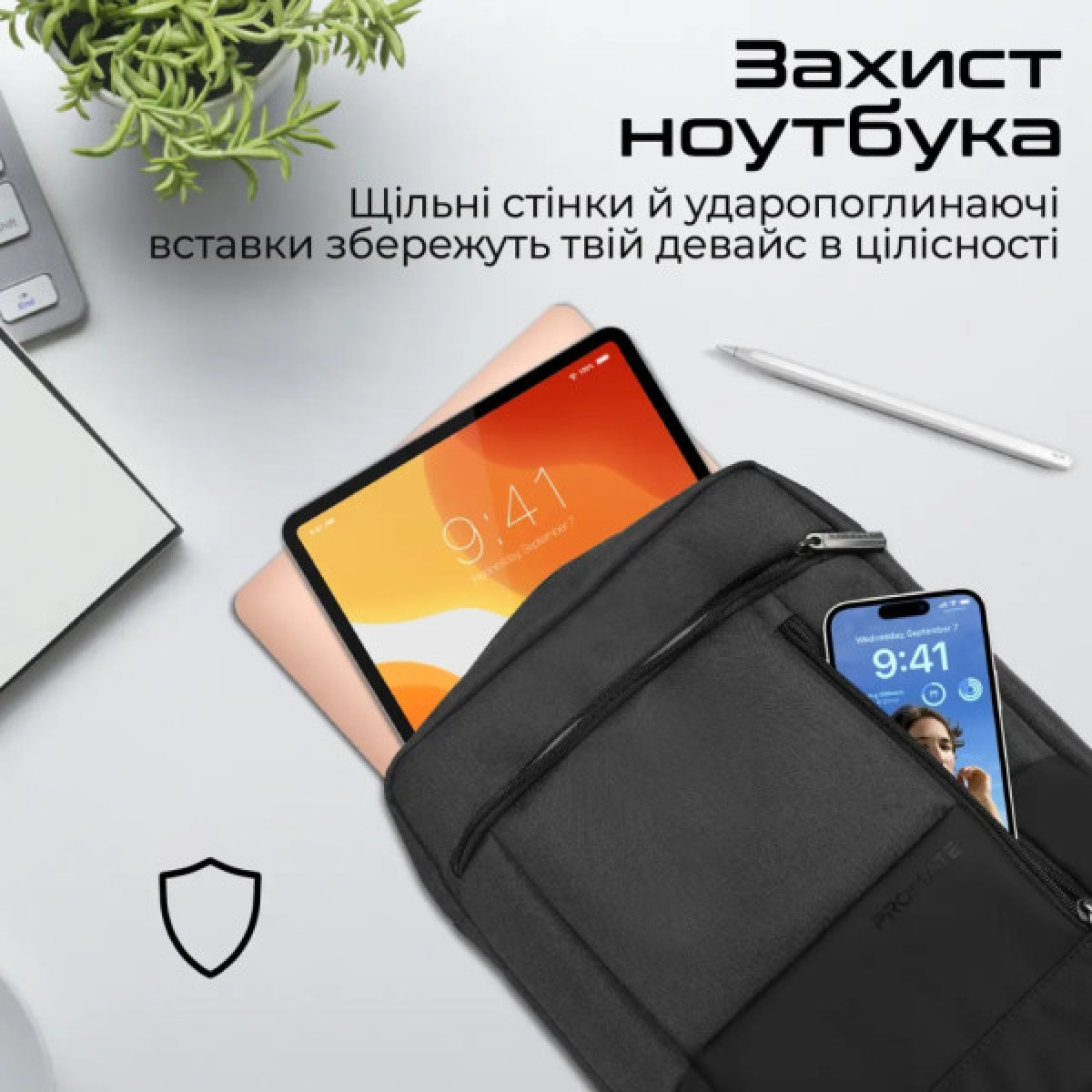 Сумка для ноутбука Promate 13.3" Satchel-HB black (satchel-hb.black) - Фото 3