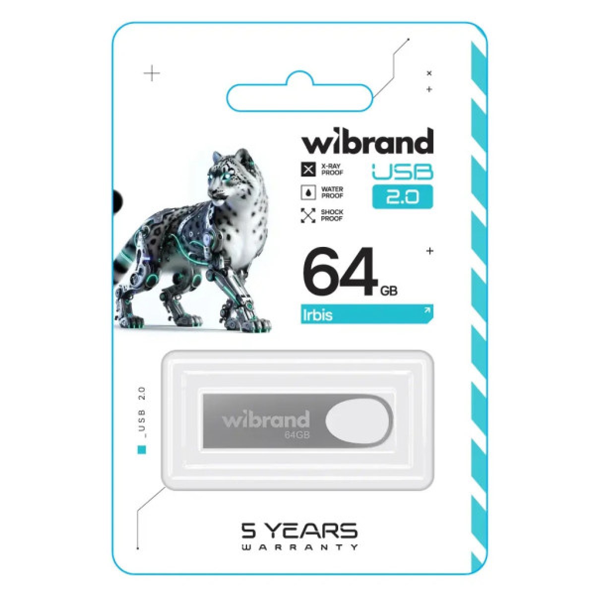 USB флеш накопичувач Wibrand 64GB Irbis Silver USB 2.0 (WI2.0/IR64U3S) - Фото 2
