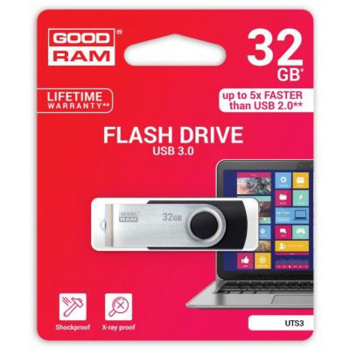 USB флеш накопитель Goodram 32GB UTS3 Twister Black USB 3.0 (UTS3-0320K0R11) - Фото 2