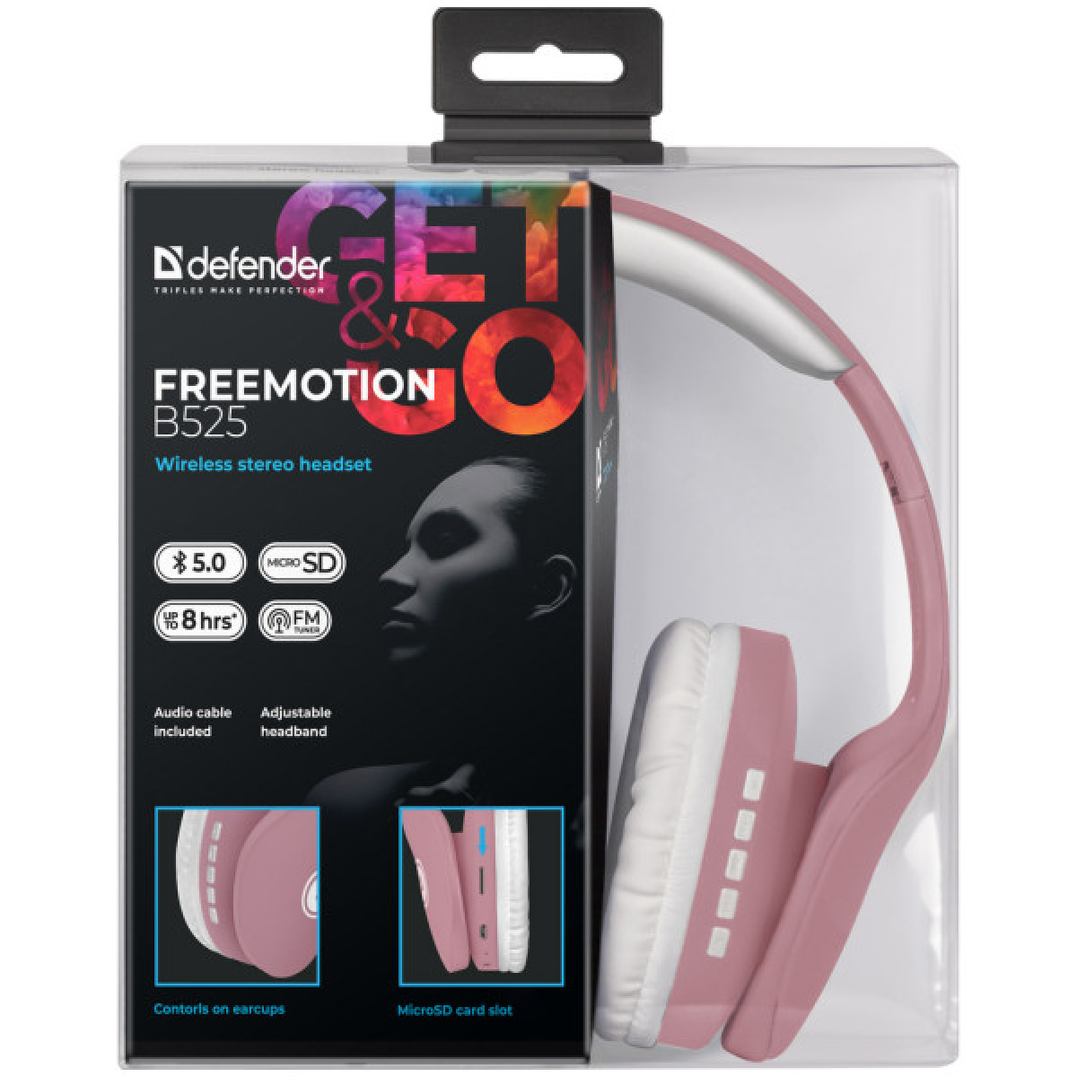 Наушники Defender FreeMotion B525 Bluetooth Pink-White (63528) - Фото 6