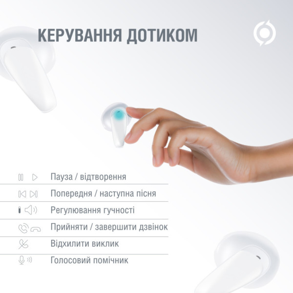 Навушники Piko TWS-MiniJoy White (1283126583421) - Фото 3
