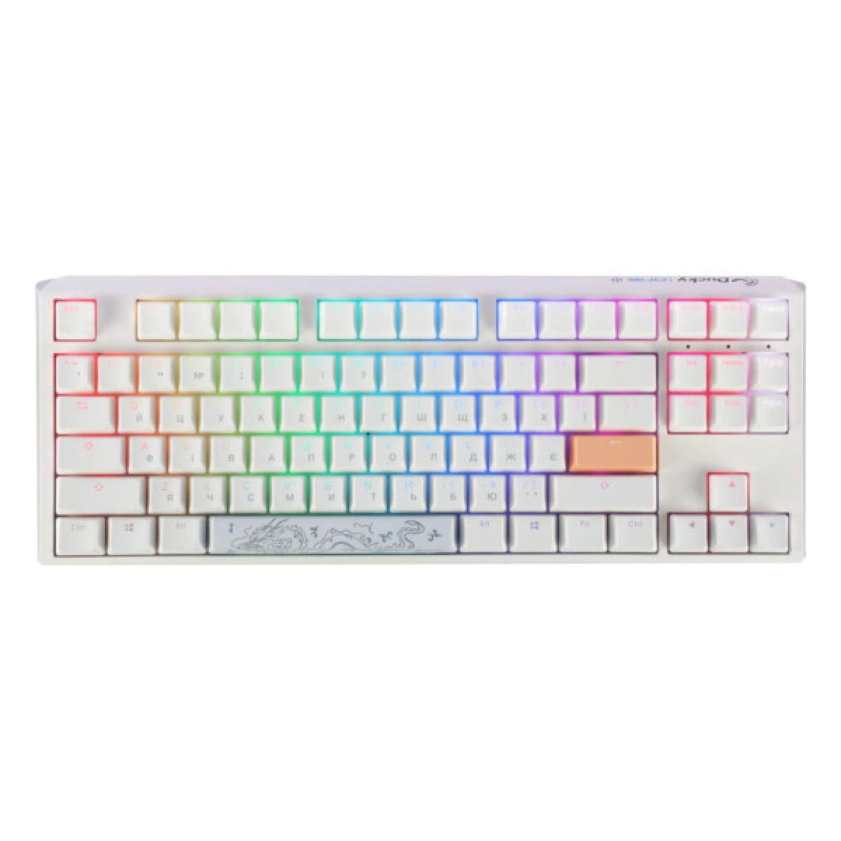 Клавіатура Ducky One 3 TKL Cherry MX Blue RGB UA USB White (DKON2187ST-CUAPXPWWWSC1) - Фото 1
