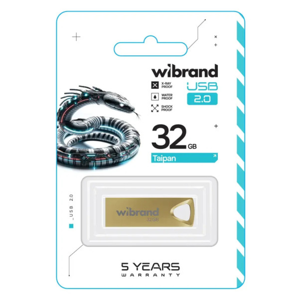 USB флеш накопичувач Wibrand 32GB Taipan Gold USB 2.0 (WI2.0/TA32U2G) - Фото 2