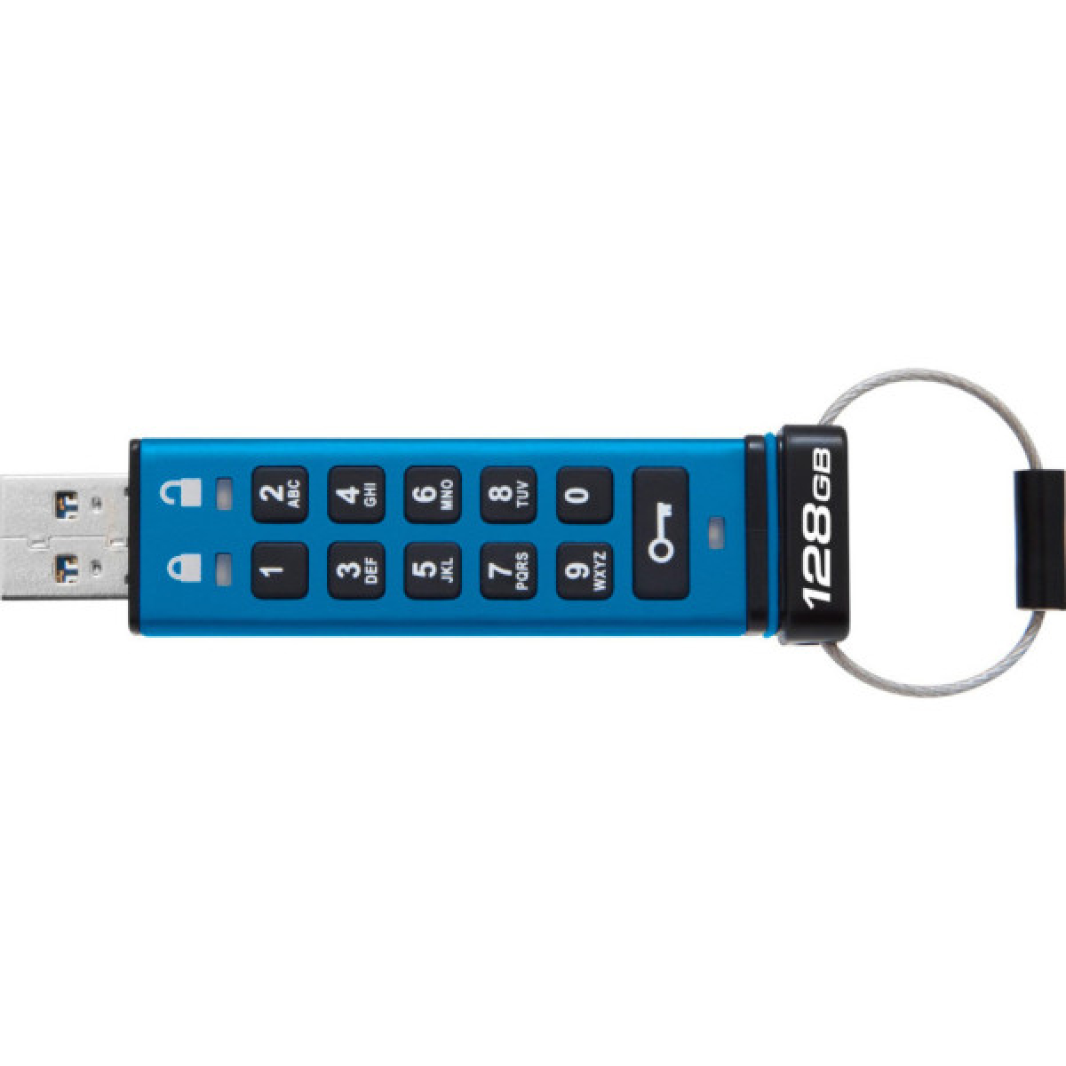 USB флеш накопичувач Kingston 128GB IronKey Keypad 200 AES-256 Encrypted Blue USB 3.2 (IKKP200/128GB) - Фото 2