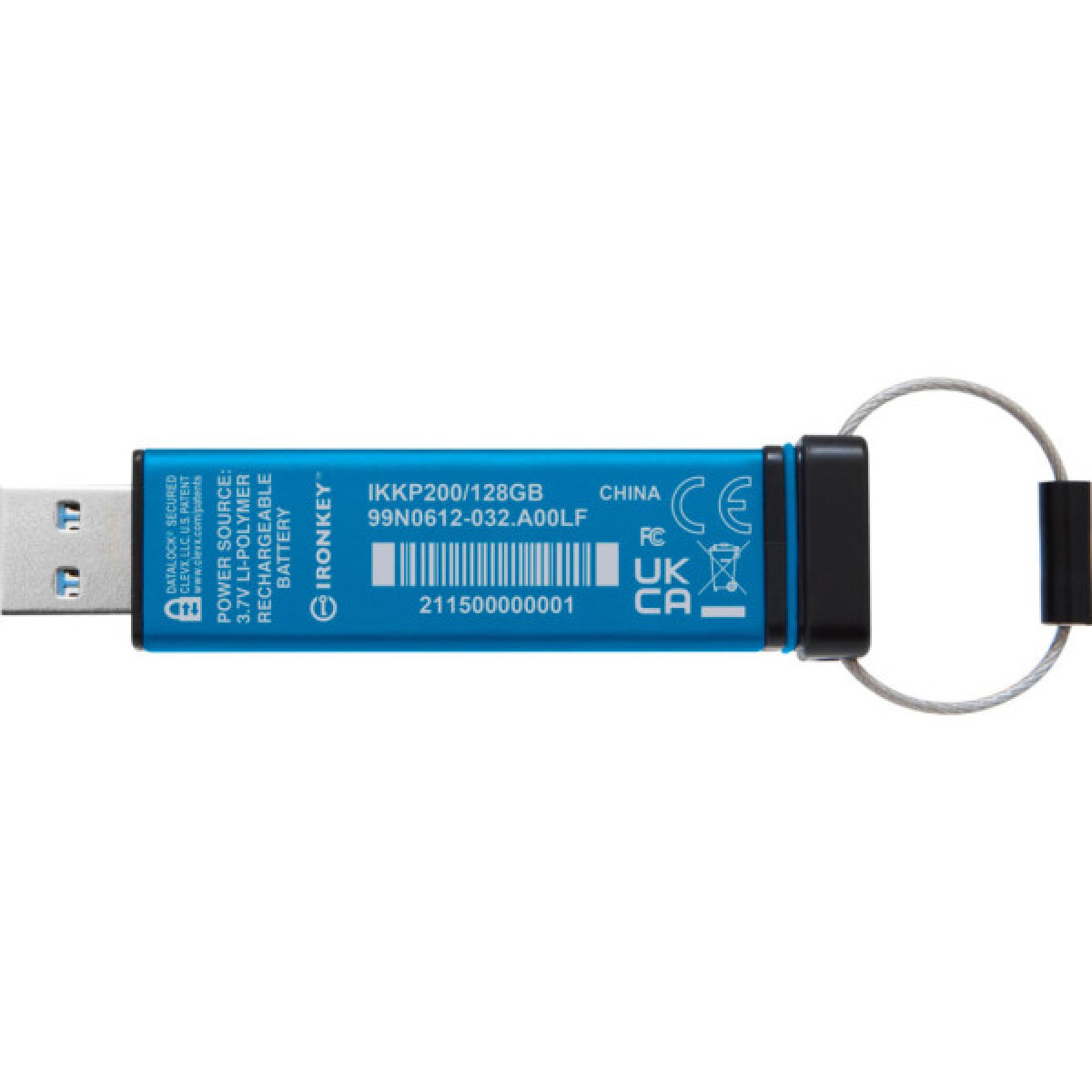 USB флеш накопичувач Kingston 128GB IronKey Keypad 200 AES-256 Encrypted Blue USB 3.2 (IKKP200/128GB) - Фото 3
