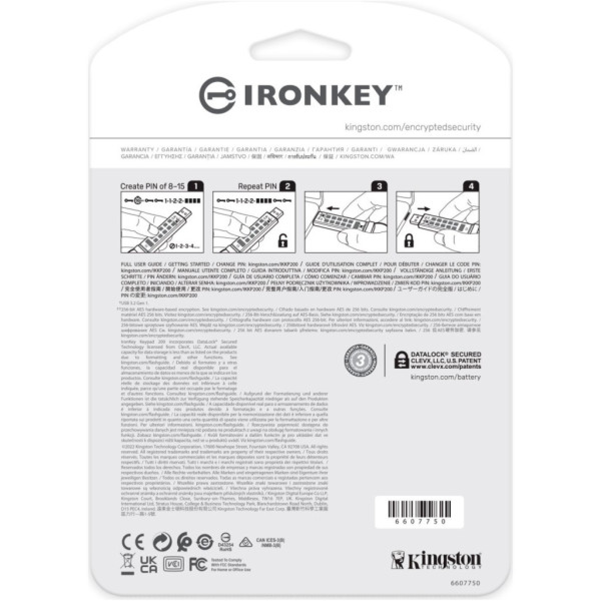 USB флеш накопичувач Kingston 128GB IronKey Keypad 200 AES-256 Encrypted Blue USB 3.2 (IKKP200/128GB) - Фото 7