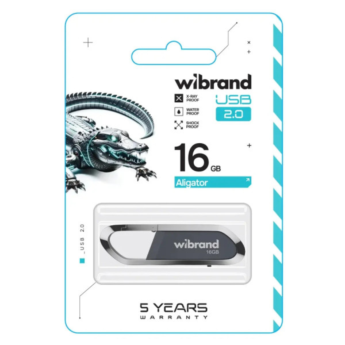 USB флеш накопичувач Wibrand 16GB Aligator Grey USB 2.0 (WI2.0/AL16U7G) - Фото 2