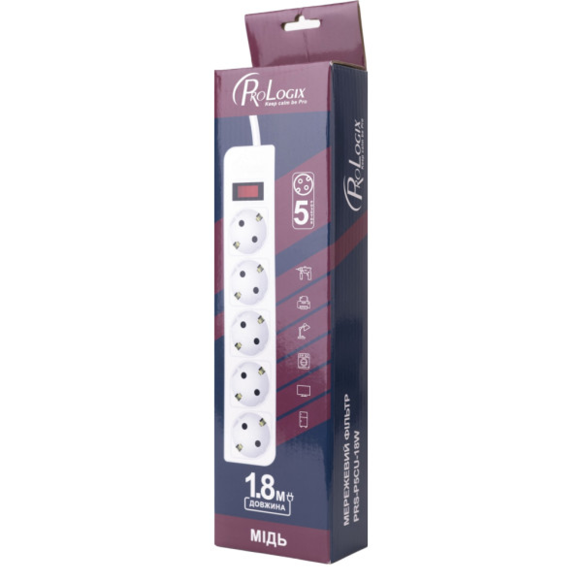 Мережевий фільтр живлення Prologix PRS-P5CU-18W - Фото 3