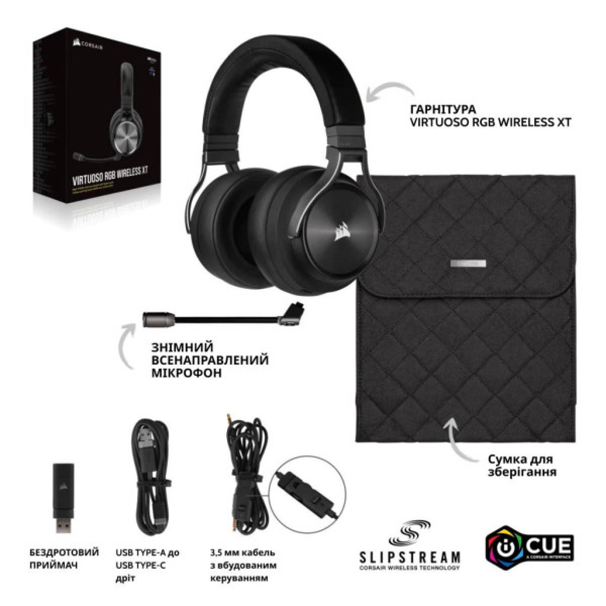 Навушники Corsair Corsair Virtuoso RGB Wireless XT (CA-9011188-EU) - Фото 6