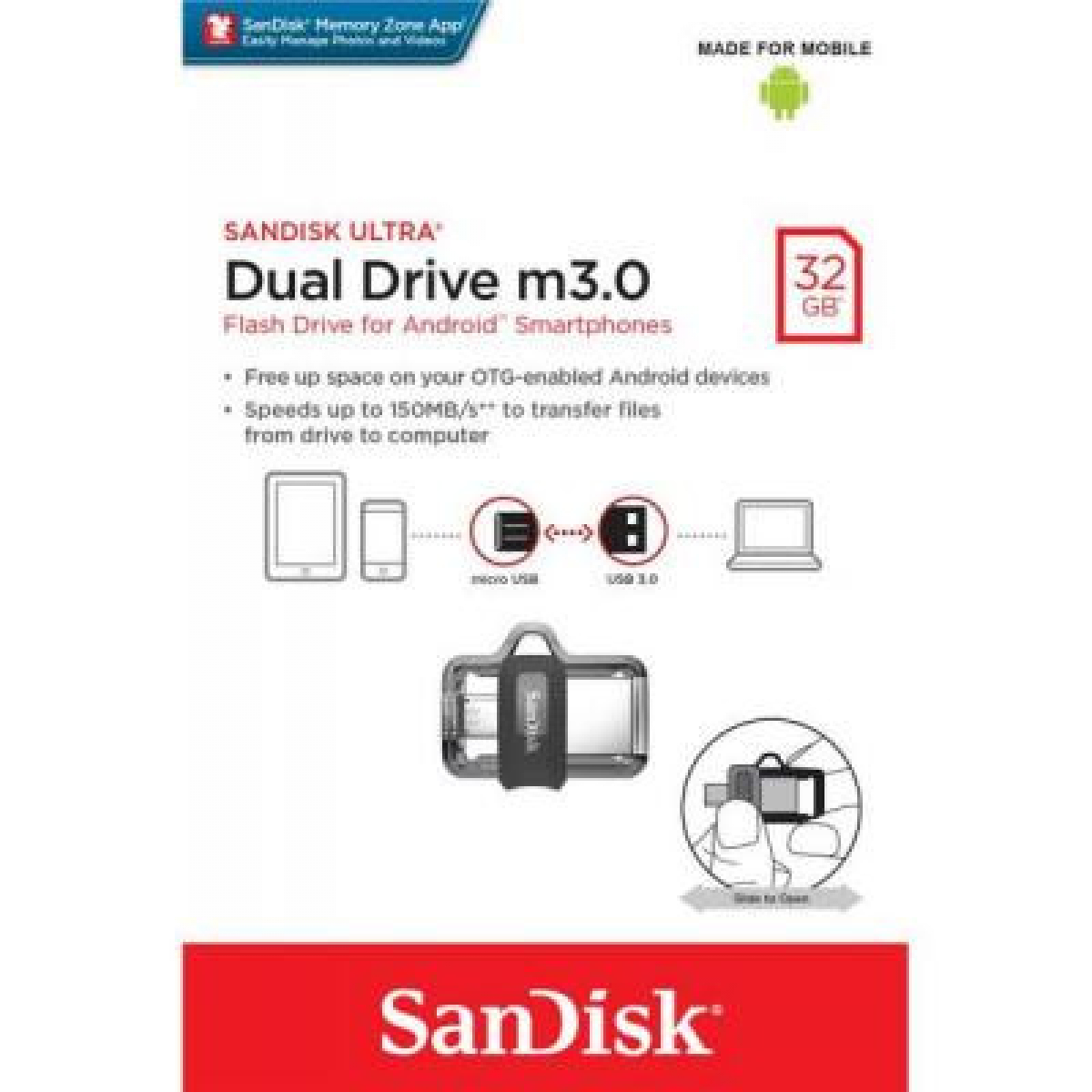 USB флеш накопичувач SanDisk 32GB Ultra Dual Drive M3.0 USB 3.0 (SDDD3-032G-G46) - Фото 7