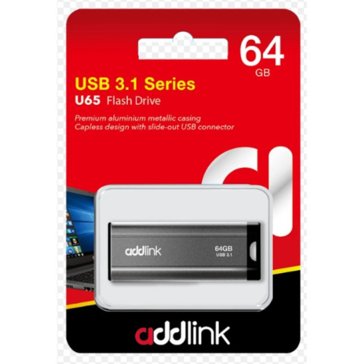 USB флеш накопитель AddLink 64GB U65 Gray USB 3.1 (ad64GBU65G3) - Фото 4