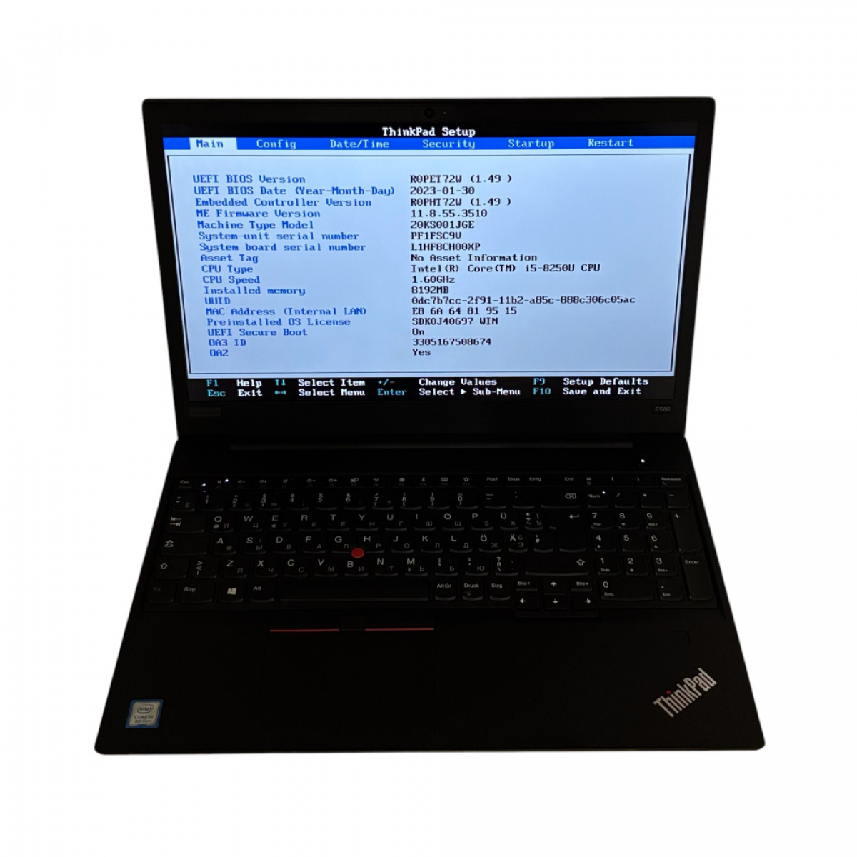 Ноутбук Lenovo ThinkPad E580 i5-8250U/8/128 SSD - Class A- - Фото 5