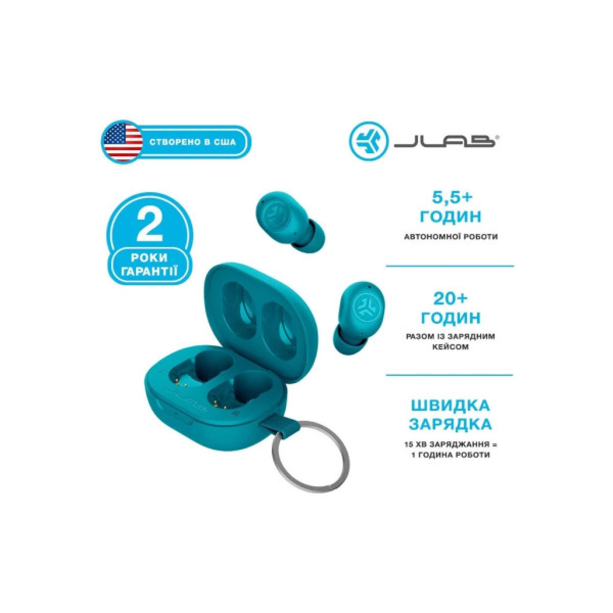Наушники Jlab JBuds Mini Aqua Teal (IEUEBJBMINIRAQUA124) - Фото 4