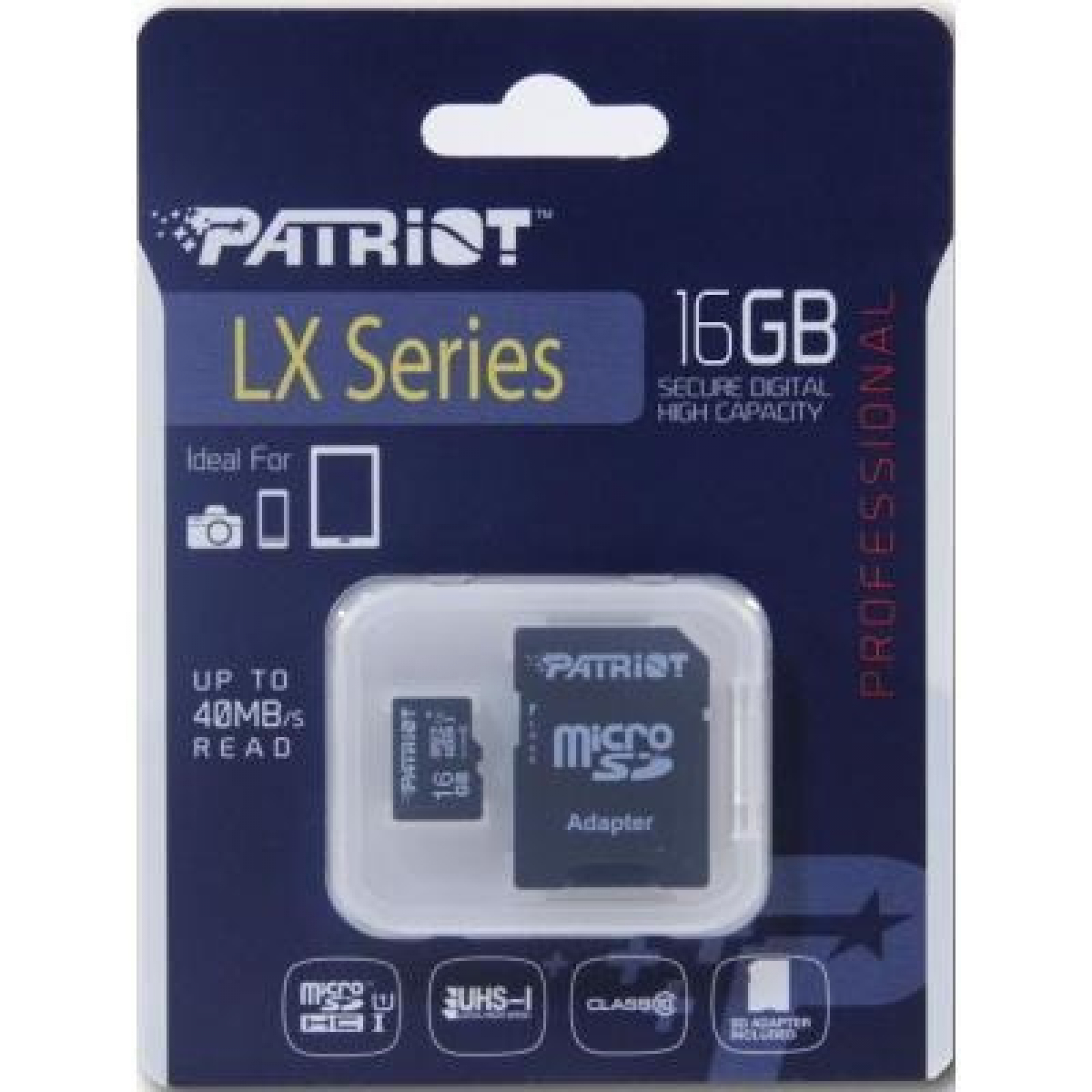 Карта памяти microSDHC 16Gb Class10 UHS-I Patriot SD-адаптер (PSF16GMCSDHC10) 