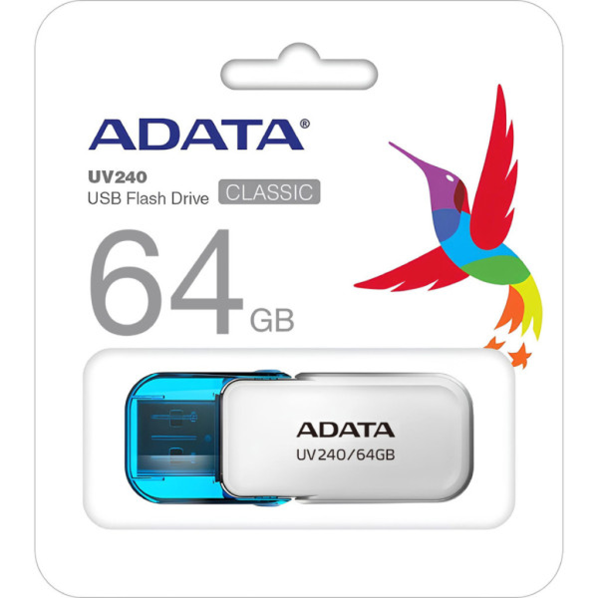 USB флеш накопичувач ADATA 64GB AUV 240 White USB 2.0 (AUV240-64G-RWH) - Фото 3
