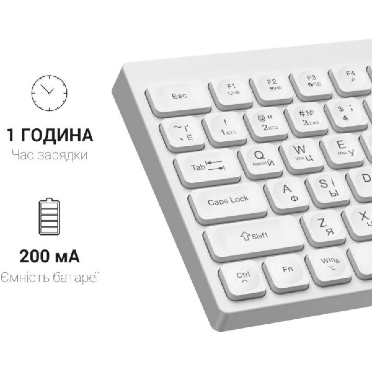Клавіатура OfficePro SK985W Wireless/Bluetooth White (SK985W) - Фото 11