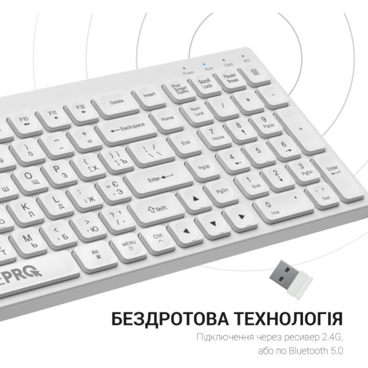 Клавіатура OfficePro SK985W Wireless/Bluetooth White (SK985W) - Фото 9
