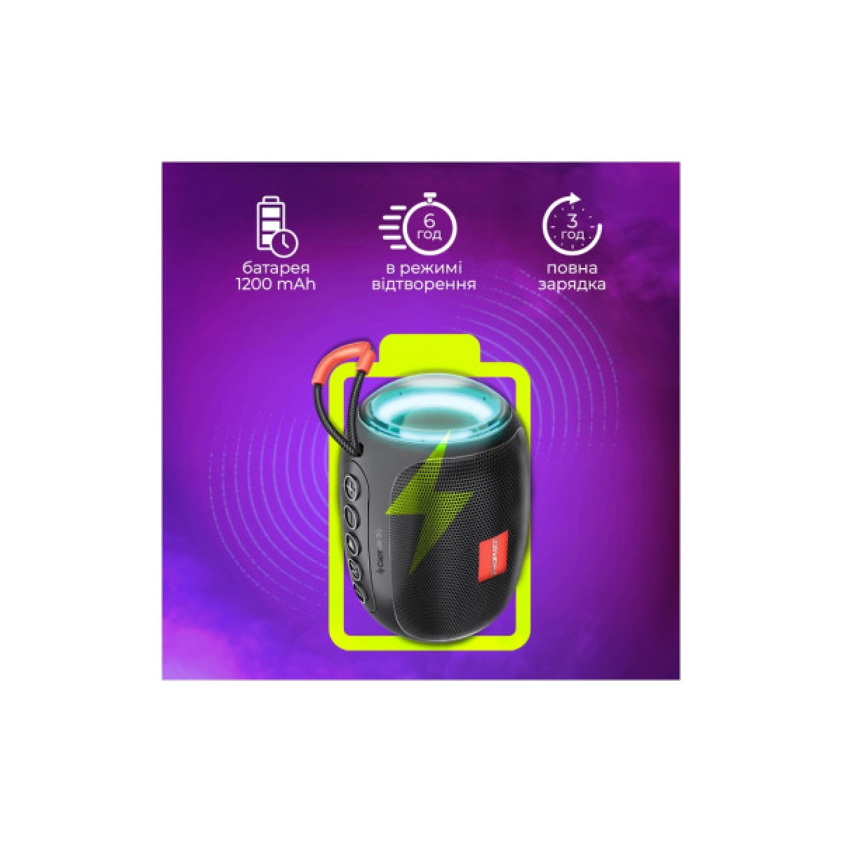 Акустическая система Promate Capsule-3 Black (capsule-3.black) - Фото 5