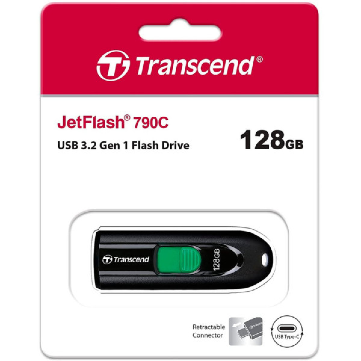 USB флеш накопичувач Transcend 128GB JetFlash 790C Black USB 3.1 (TS128GJF790C) - Фото 6