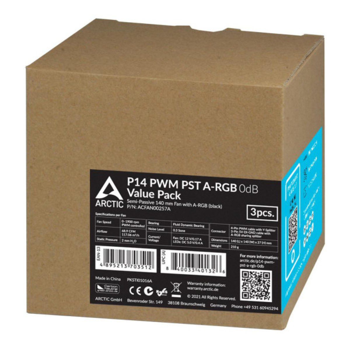 Кулер для корпуса Arctic P14 PWM PST A-RGB (3-fan pack ) (ACFAN00257A) - Фото 5