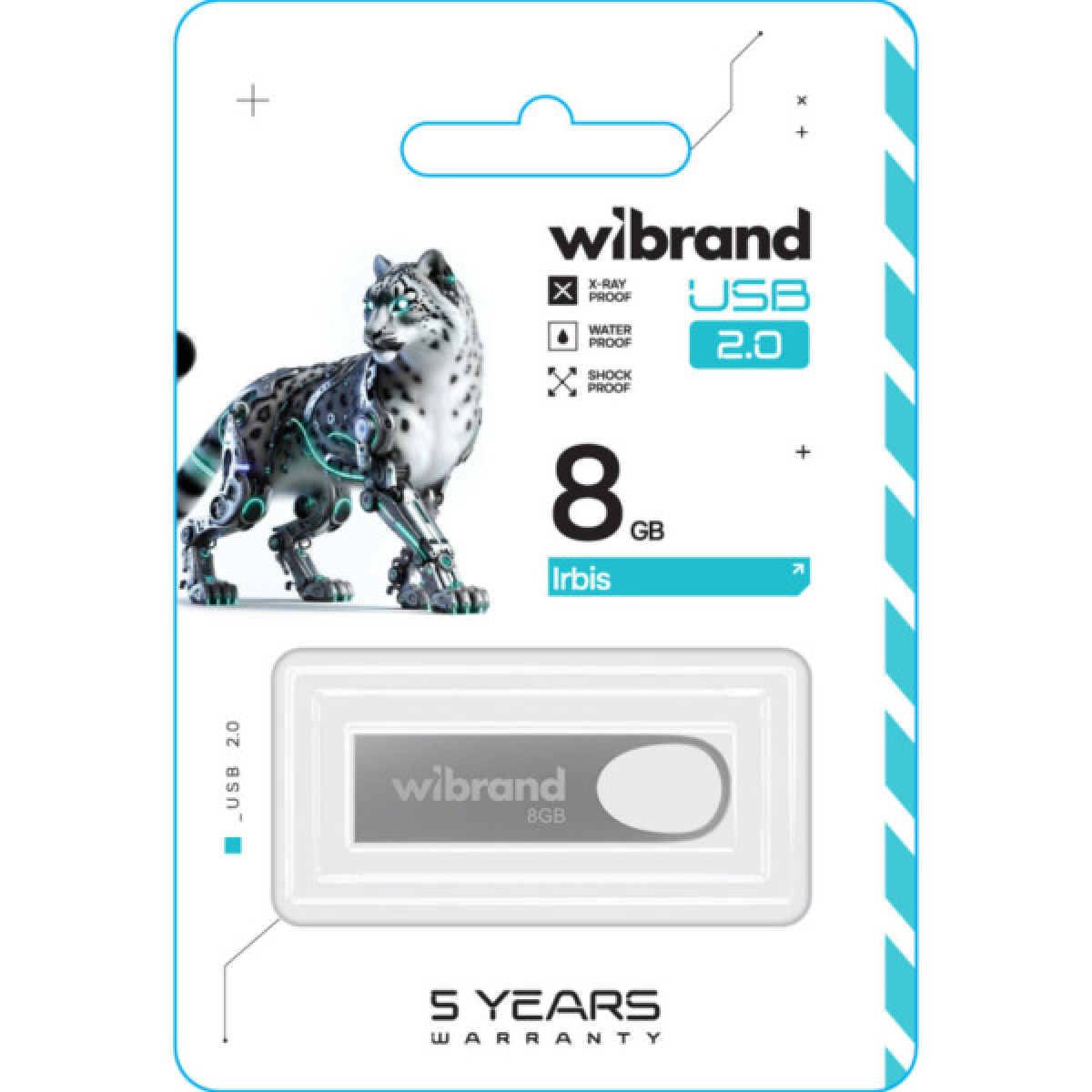 USB флеш накопитель Wibrand 8GB Irbis Silver USB 2.0 (WI2.0/IR8U3S) - Фото 2