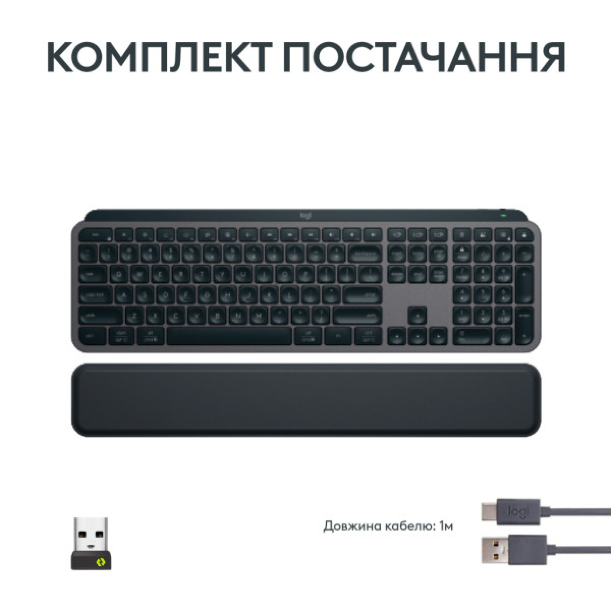 Клавіатура Logitech MX Keys S Plus Palmrest Wireless UA Graphite (920-011589) - Фото 9