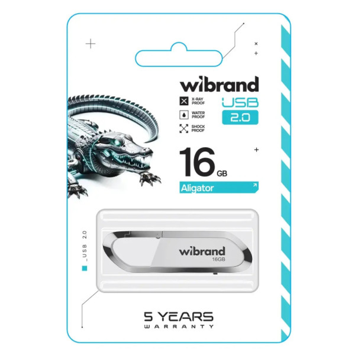 USB флеш накопичувач Wibrand 16GB Aligator White USB 2.0 (WI2.0/AL16U7W) - Фото 2