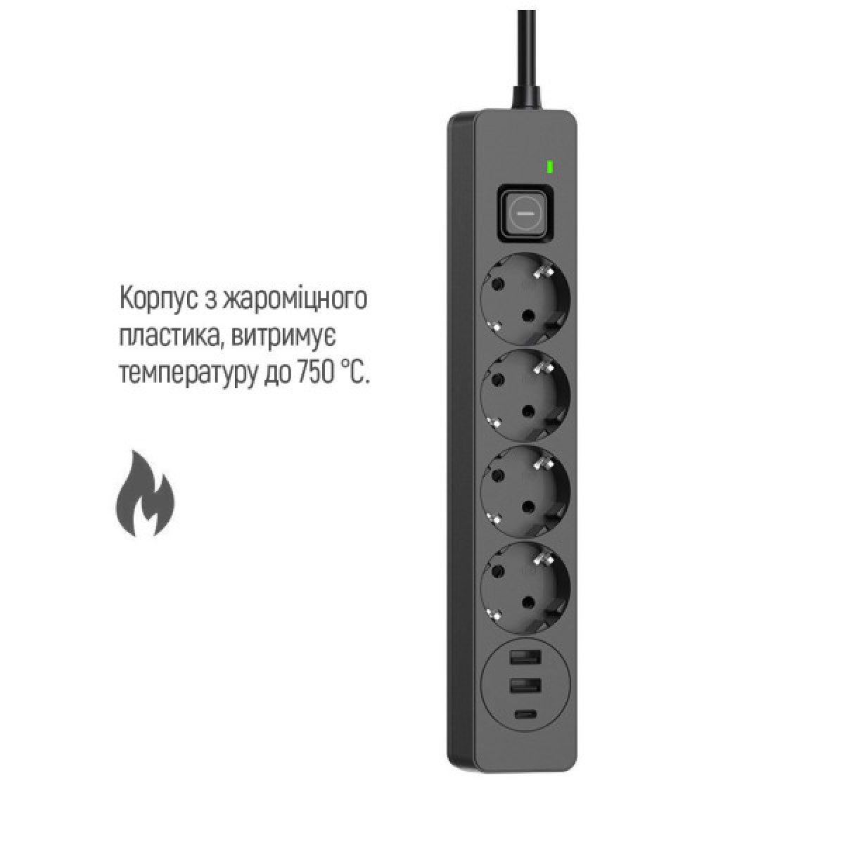 Сетевой фильтр питания ColorWay CW-CHE432PDB, 4 розетки/3USB 2M (CW-CHE432PDB) - Фото 9