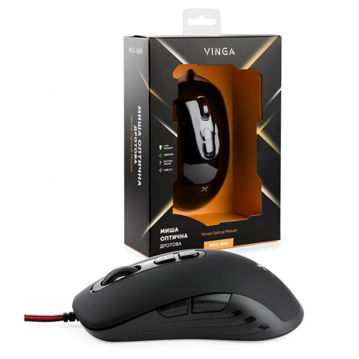 Мишка Vinga MSG-868 Silent black - Фото 1