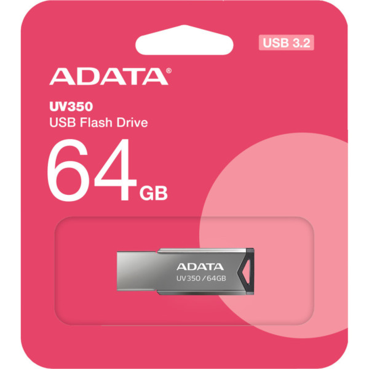 USB флеш накопитель ADATA 64GB UV350 Metallic USB 3.2 (AUV350-64G-RBK) - Фото 5