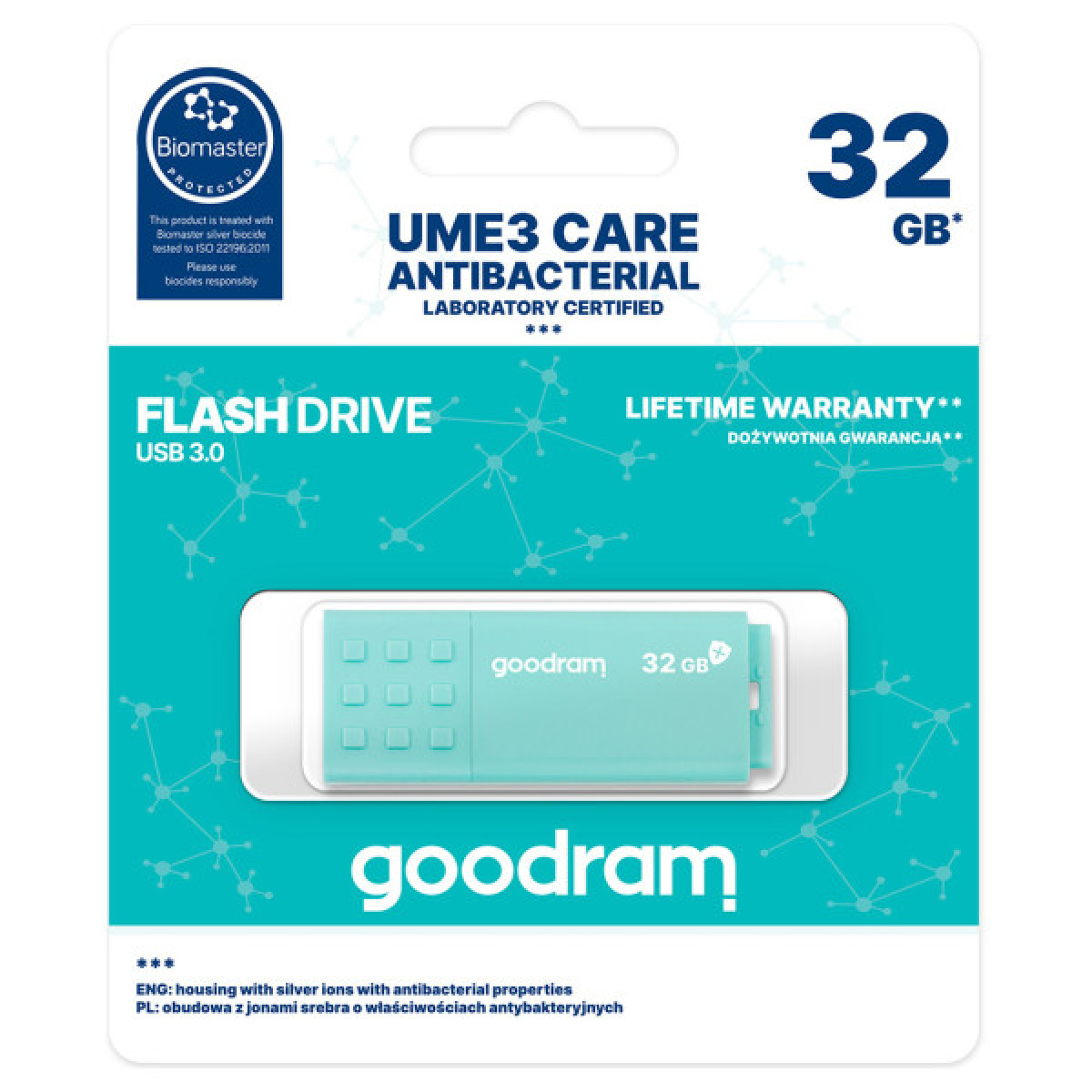 USB флеш накопичувач Goodram 32GB UME3 Care Green USB 3.2 (UME3-0320CRR11) - Фото 3