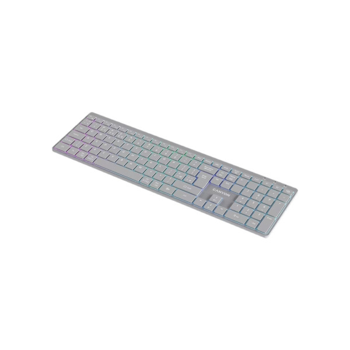 Клавіатура Canyon HKB-W11 Slim Dual Mode Wireless/Bluetooth RGB UA Grey (CNS-HBTK11G) - Фото 2