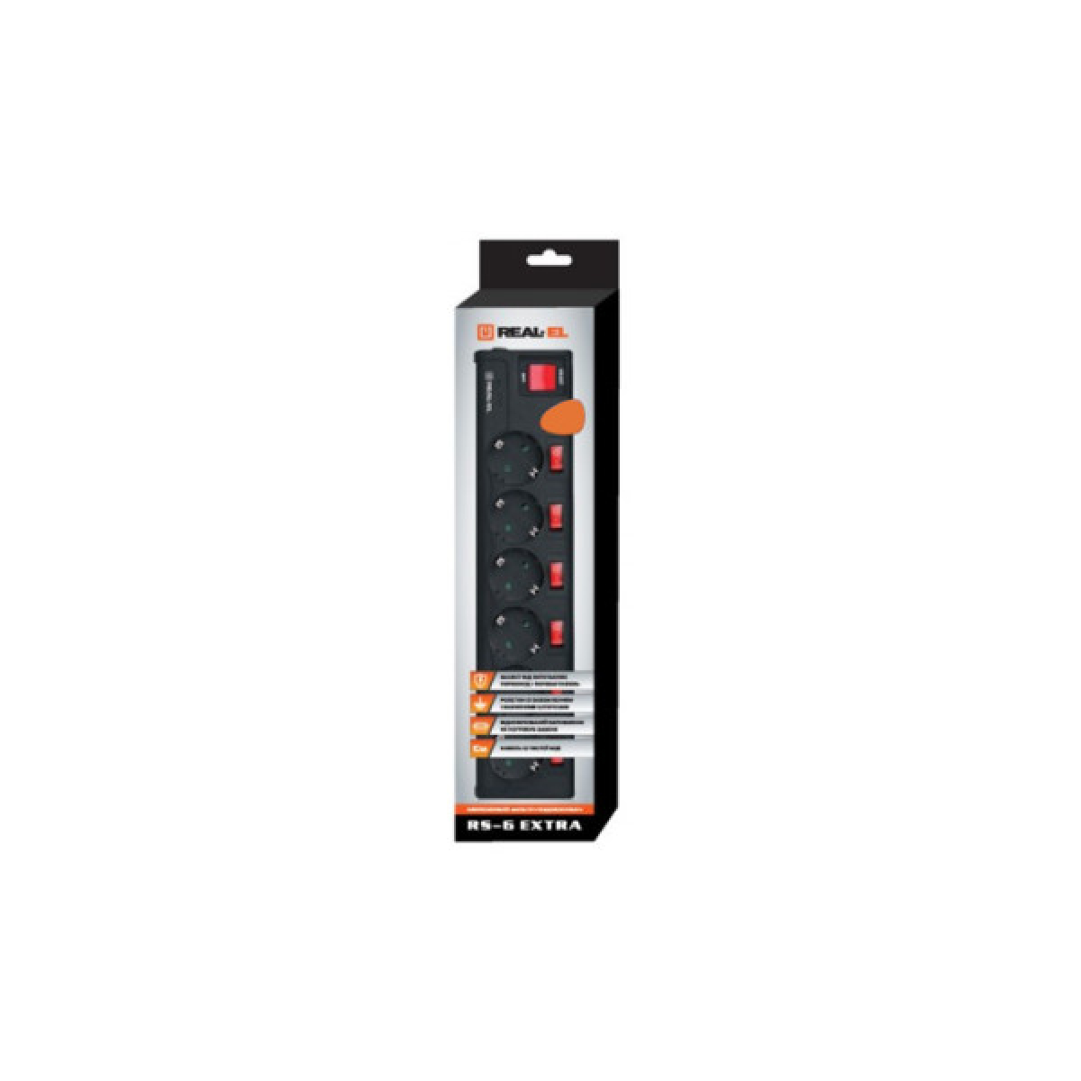 Сетевой фильтр питания REAL-EL RS-6 EXTRA 5m, black (EL122300003) - Фото 2