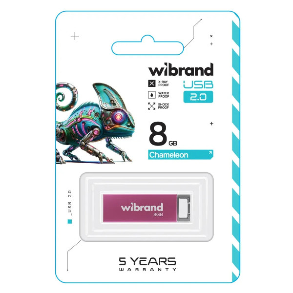 USB флеш накопитель Wibrand 8GB Chameleon Pink USB 2.0 (WI2.0/CH8U6P) - Фото 2