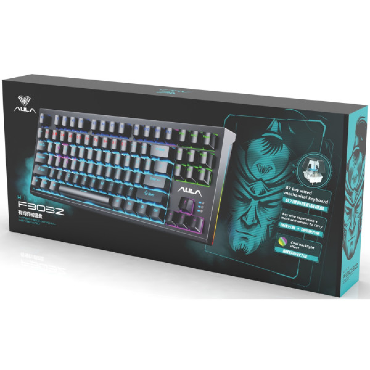 Клавіатура Aula F3032 Keycaps Plus 21 Dark Yellow Keys KRGD Red USB UA Black (6948391204673) - Фото 3