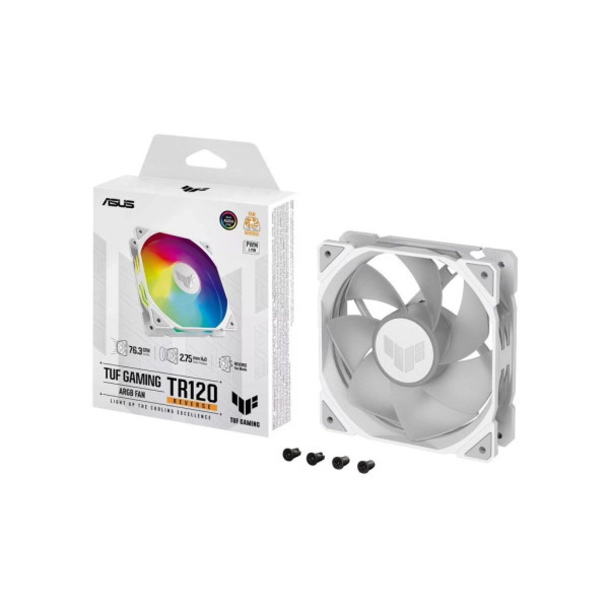 Кулер для корпуса ASUS TUF Gaming TR120 ARGB Reverse White (90DA00D3-B09000) - Фото 8