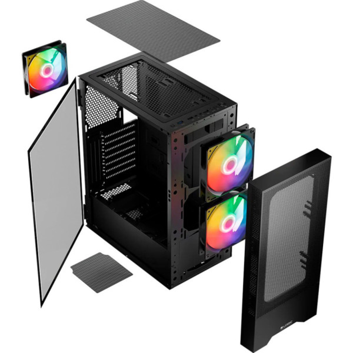 Корпус Logic concept ARYA MESH+GLASS ARGB fans 2x140mm+1x120mm BLACK (AT-ARYA-10-000000-0002) - Фото 9